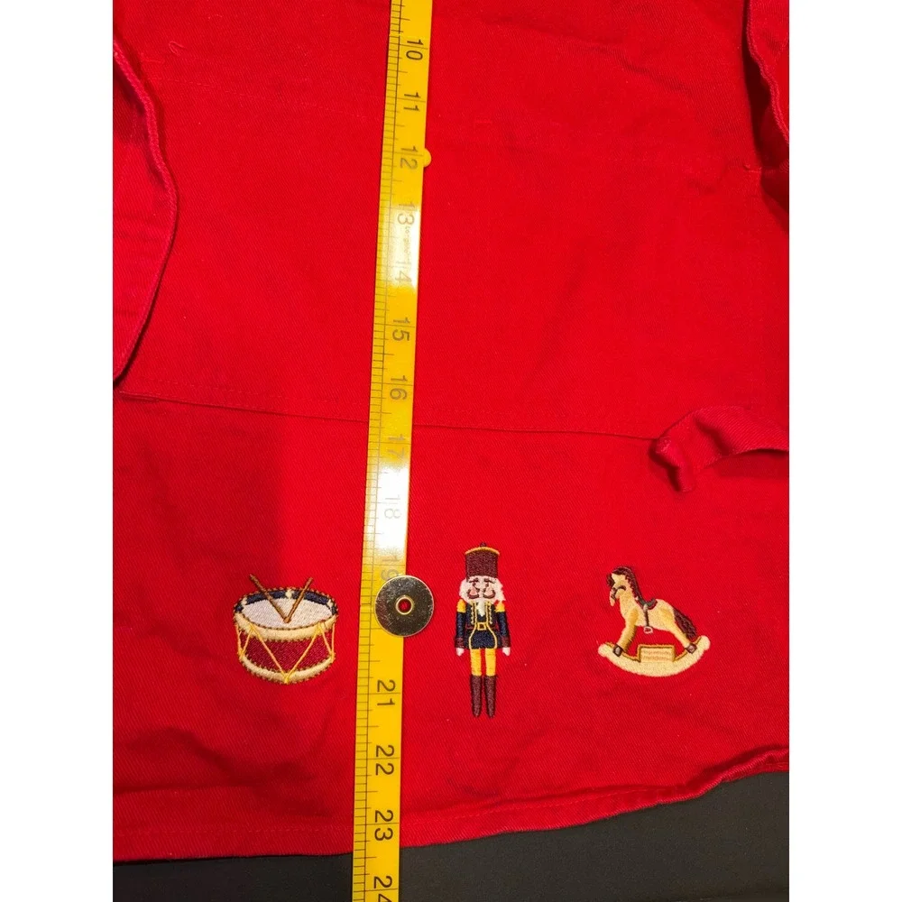 Williams Sonoma Kids Red Nutcracker Embroidered Christmas Apron Cotton Twill